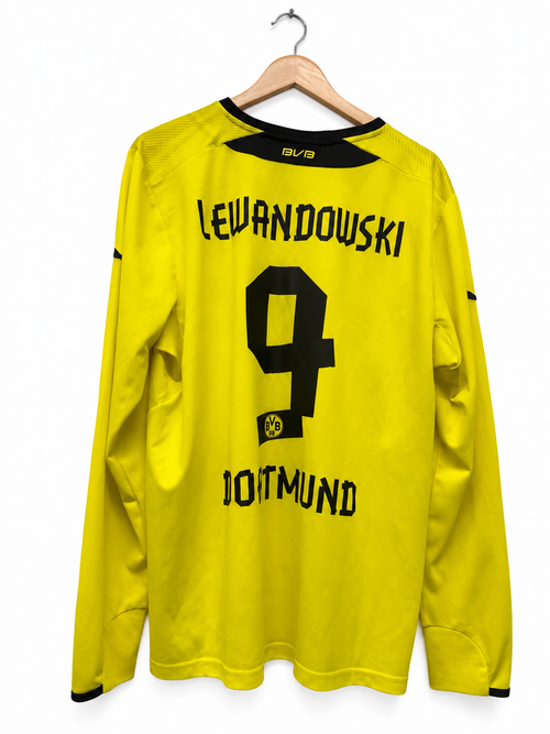 Borussia Dortmund 2013/14 thuisshirt met lange mouwen maat XL met Lewandowski #9, achterkant
